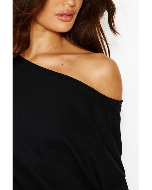 Garage Black Softterry Off Shoulder Sweatshirt