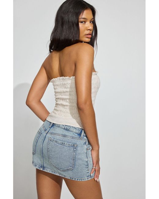 Garage White Linen Smocked Tube Top