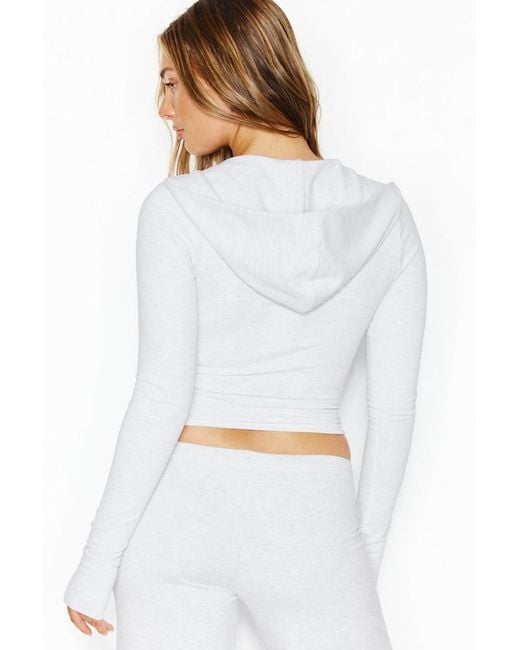 Garage White Stretchterry Hooded Zip Up