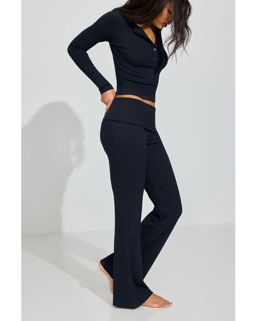Garage Blue Rib Foldover Pants