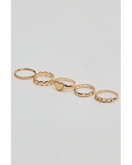 Garage Metallic Set Of 5 Allover Hearts Rings