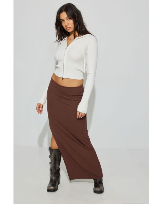 Garage Brown Knit Maxi Skirt