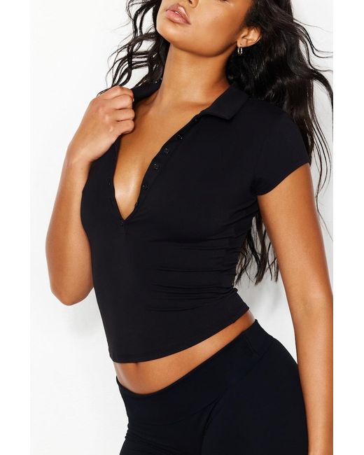 Garage Black Sleek Short Sleeve Polo Top