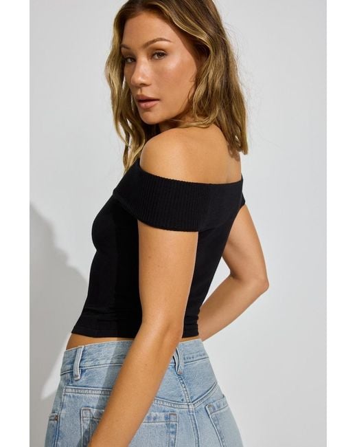 Garage Black Reya Fitted Off Shoulder Sweater