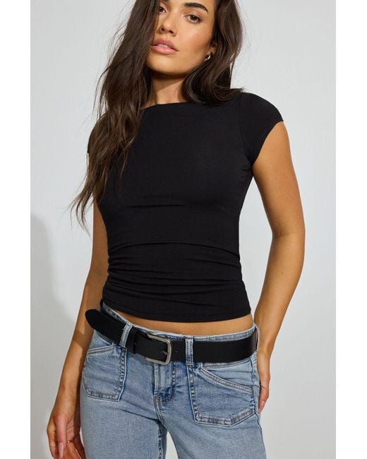 Garage Multicolor Cowl Back Short Sleeve Top
