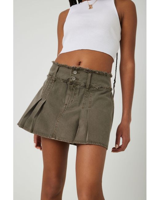 Garage Green Pleated Mini Skirt