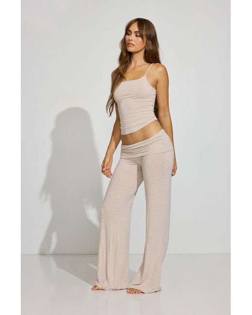 Garage White Sheer Ribbed Foldover Pants