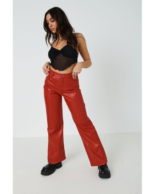 Garage Faux Leather Straight Leg Pants 