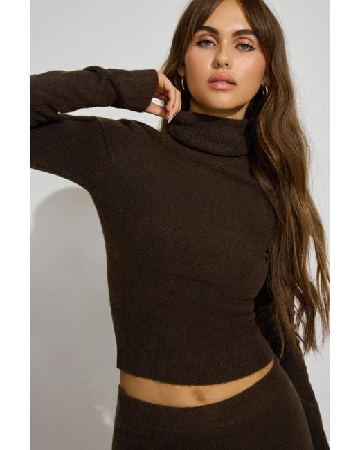 Garage Black Long Sleeve Spongy Fitted Turtleneck