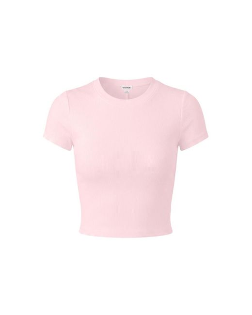 Garage Pink Snatchrib Cropped Crewneck T-Shirt