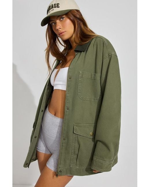 Garage Green Long Twill Field Jacket