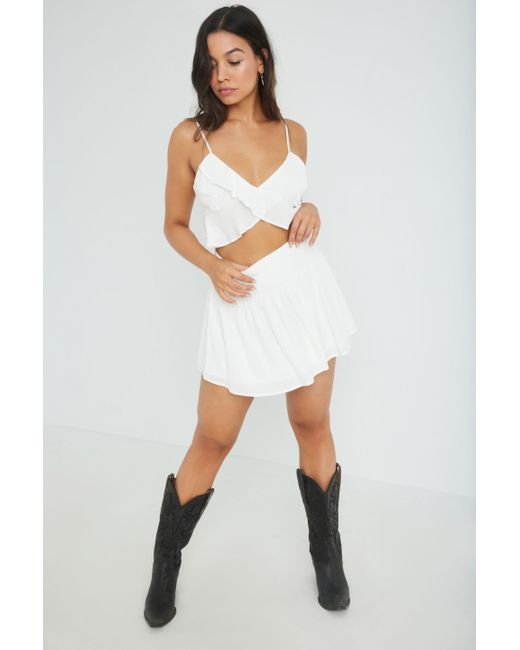 Garage Smocked Mini Skirt in White Lyst Canada