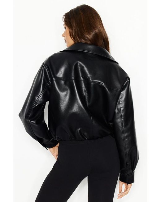 Garage Black Bubble Faux-Leather Jacket