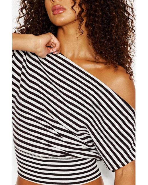 Garage White Stretchterry Off Shoulder Top