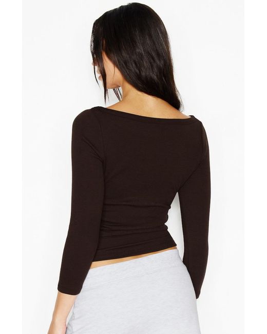 Garage Black Snatchrib Three Quarter Sleeve Top