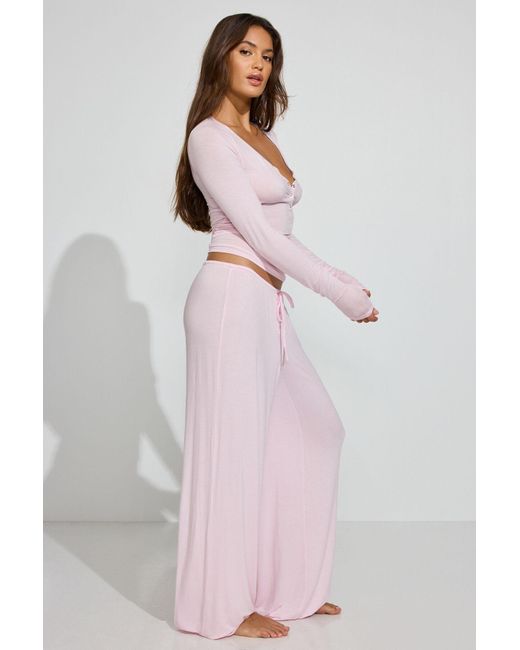 Garage Pink Sheer Ribbed Slouchy Pants