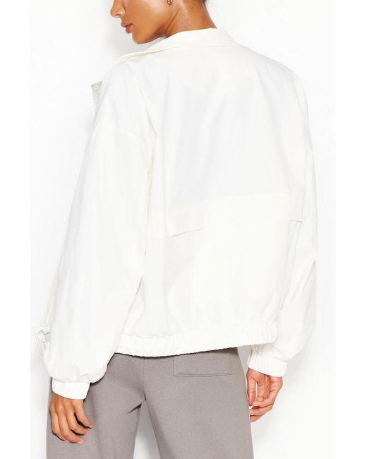Garage White Long Windbreaker