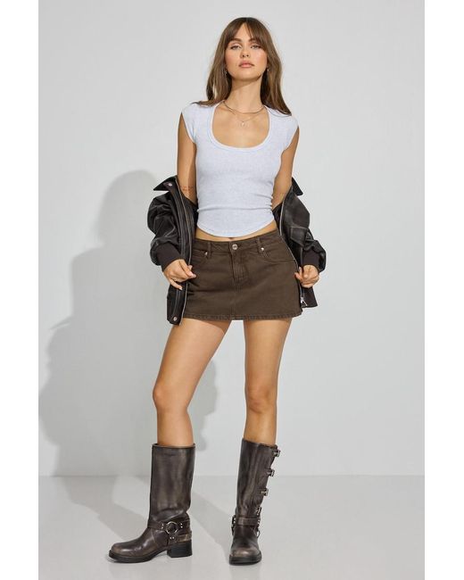 Garage Brown Twill Micro Skort