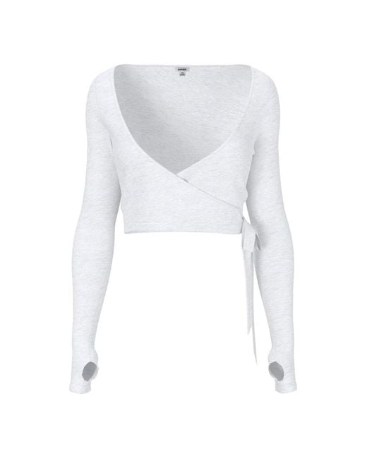 Garage White Smooth Long Sleeve Wrap Top