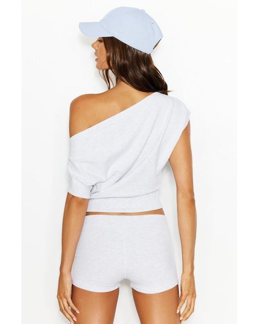 Garage White Stretchterry Off Shoulder Top