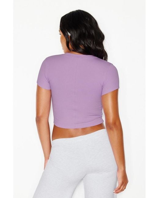 Garage Purple Snatchrib Cropped Crewneck T-Shirt