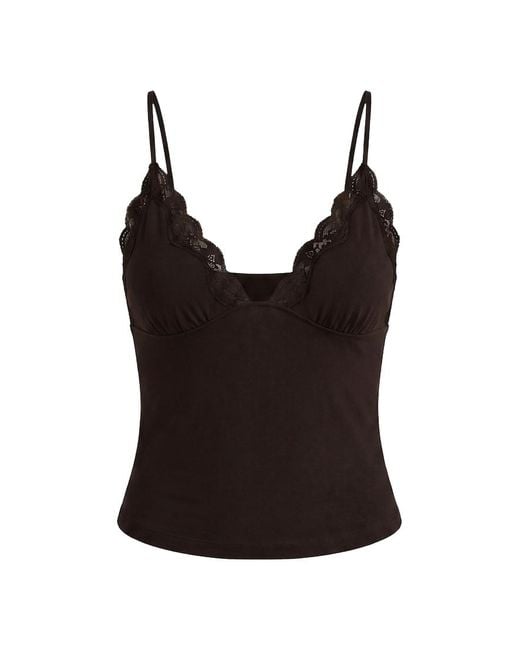 Garage Black Plunge Lace Trim Cami Top