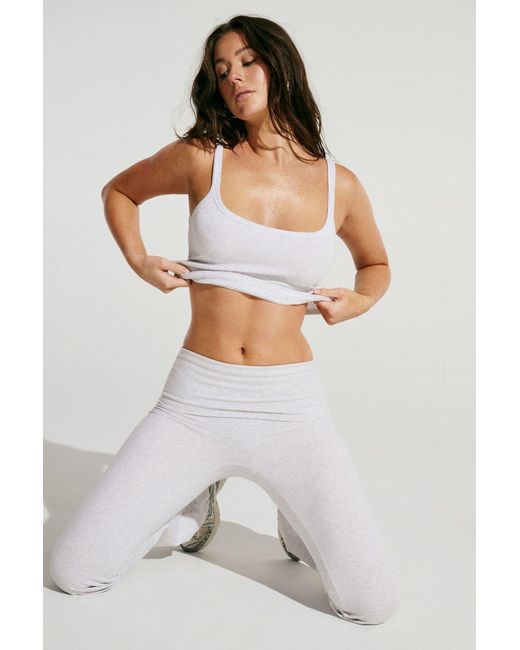 Garage White Soft Cotton Fold Over Flare Pants