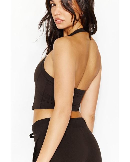 Garage Black Active Portrait Halter Top
