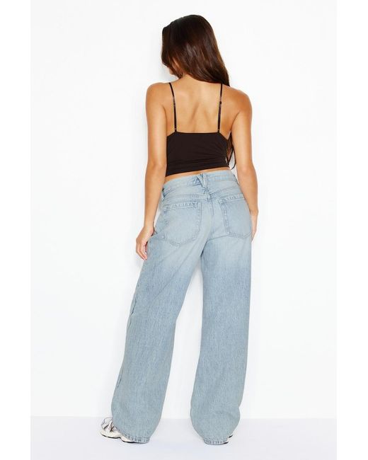 Garage Blue Low Rise Baggy Jeans