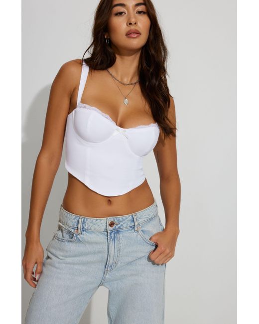 Garage White Lia Lace Trim Bustier Top