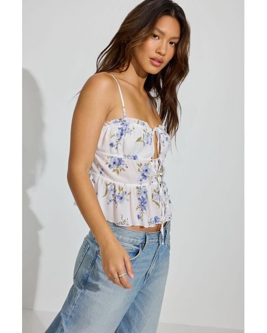 Garage White Tie Front Babydoll Cami Top