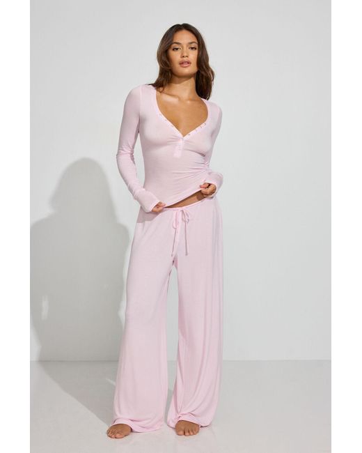 Garage Pink Sheer Ribbed Slouchy Pants