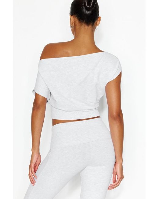 Garage White Stretchterry Off Shoulder Top