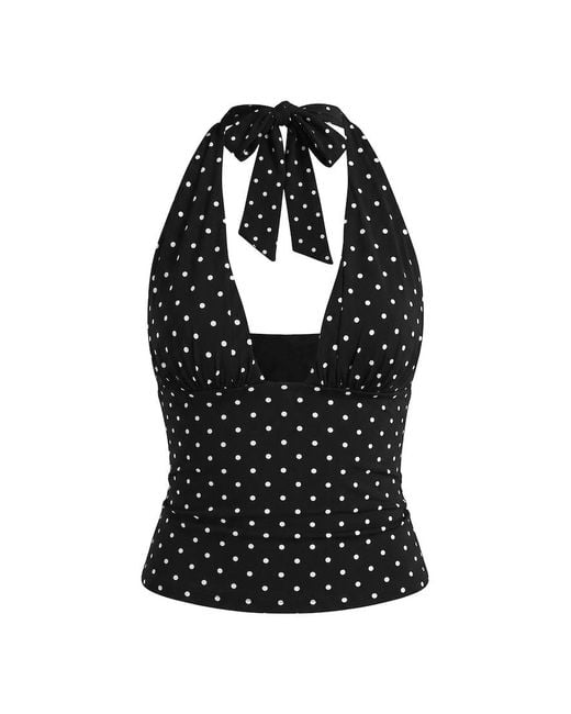 Garage Black Ruched Pixie Halter Top