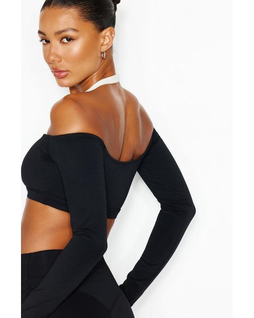 Garage Black Active Double Layer Micro Top