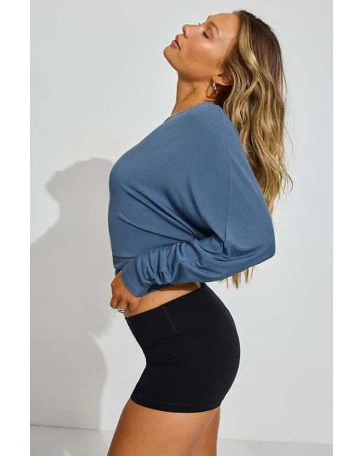 Garage Blue Smooth Dolman Boatneck Top