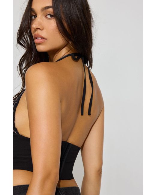 Garage Black Hannah Lace Halter Corset Top