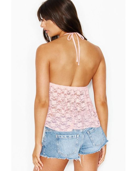 Garage Blue Lace Babydoll Flyaway Halter Top