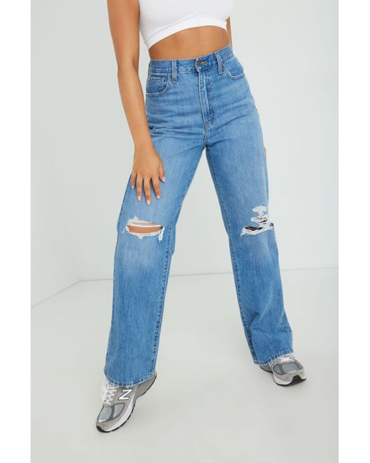 Garage Blue Levi's High Waisted Straight Ripped Jean