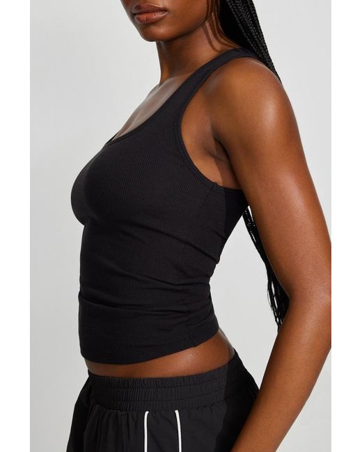 Garage Black Snatchrib Scoop Tank Top