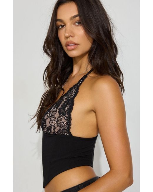Garage Black Hannah Lace Halter Corset Top