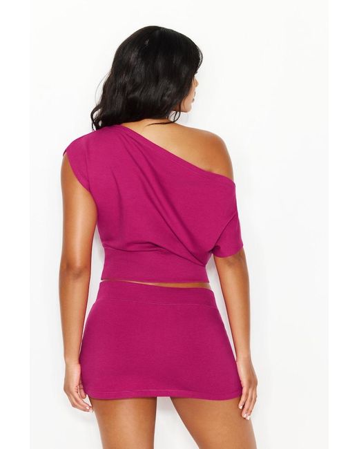 Garage Pink Stretchterry Off Shoulder Top