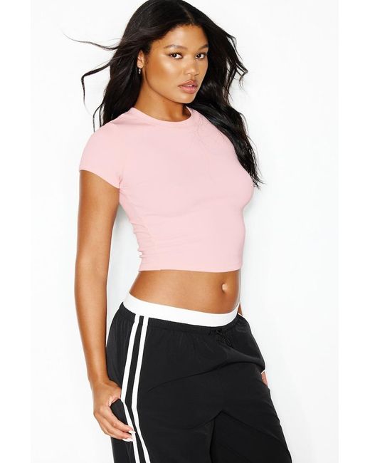 Garage Pink Snatchrib Cropped Crewneck T-Shirt