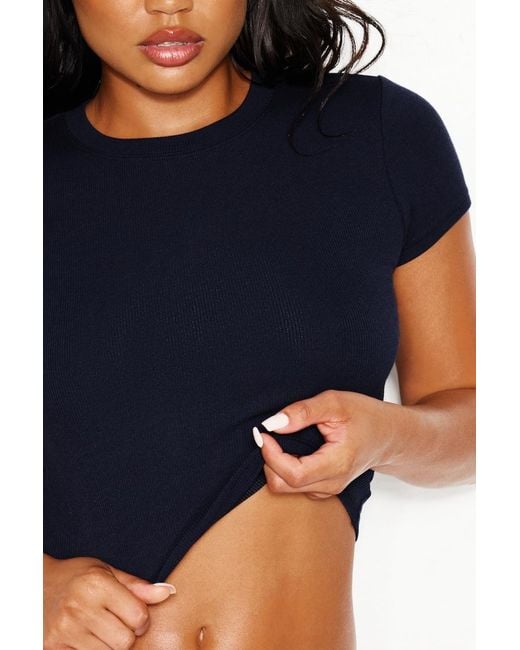 Garage Blue Snatchrib Cropped Crewneck T-Shirt