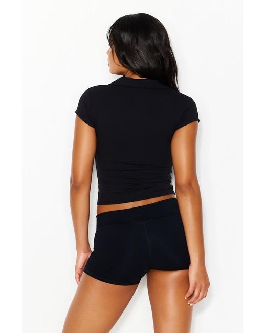 Garage Black Sleek Short Sleeve Polo Top