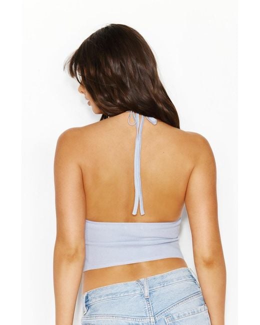 Garage Blue Combo Stitch Halter Top
