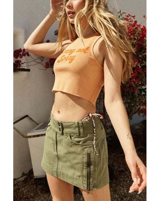 Garage Green Mini Skirt W/ Cargo Pockets