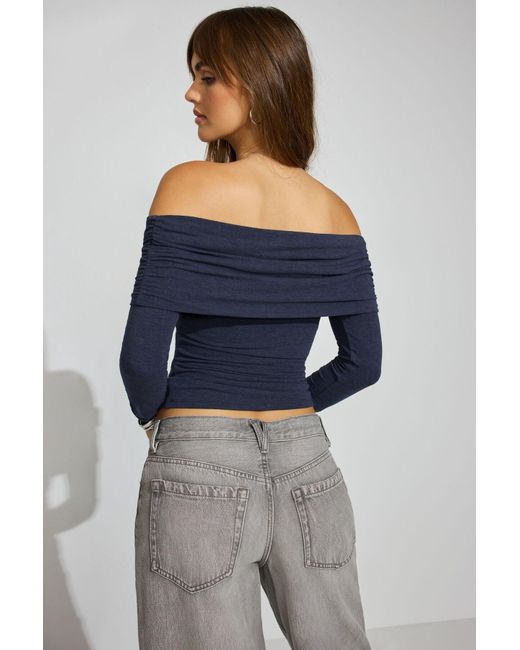 Garage Blue Sexycozy Off Shoulder Long Sleeve Top