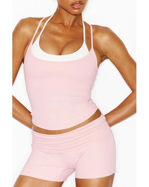 Garage Pink Active Layered Tank Top