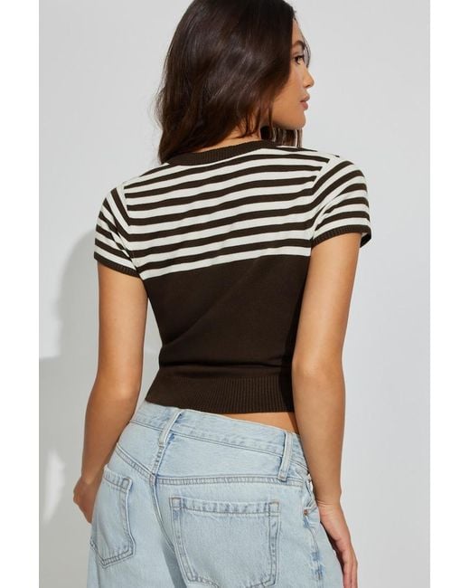 Garage Black Cropped Button Up Top